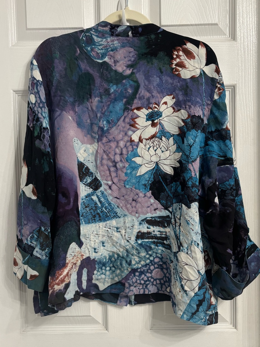 Citron Santa Monica Art to Wear Abstract Floral Button-Front Blouse Silk 2X - Picture 2 of 8